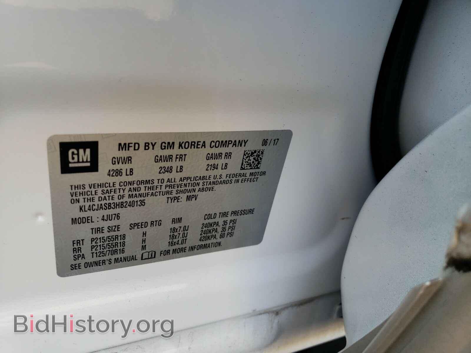 2017 BUICK ENCORE - VIN: KL4CJASB3HB240135 - Фото 10