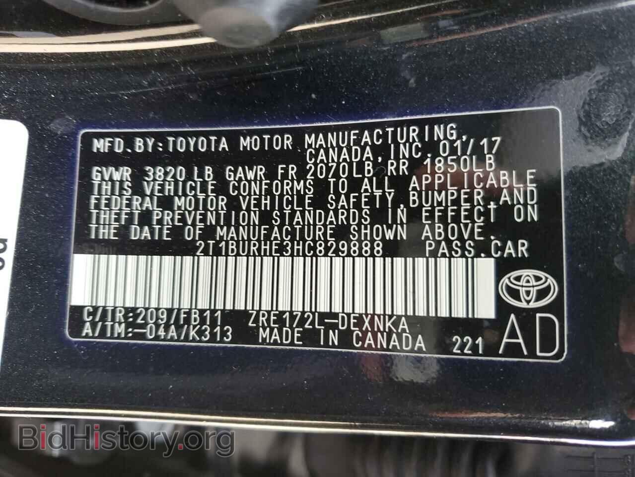 2017 TOYOTA COROLLA - VIN: 2T1BURHE3HC829888 - Фото 13