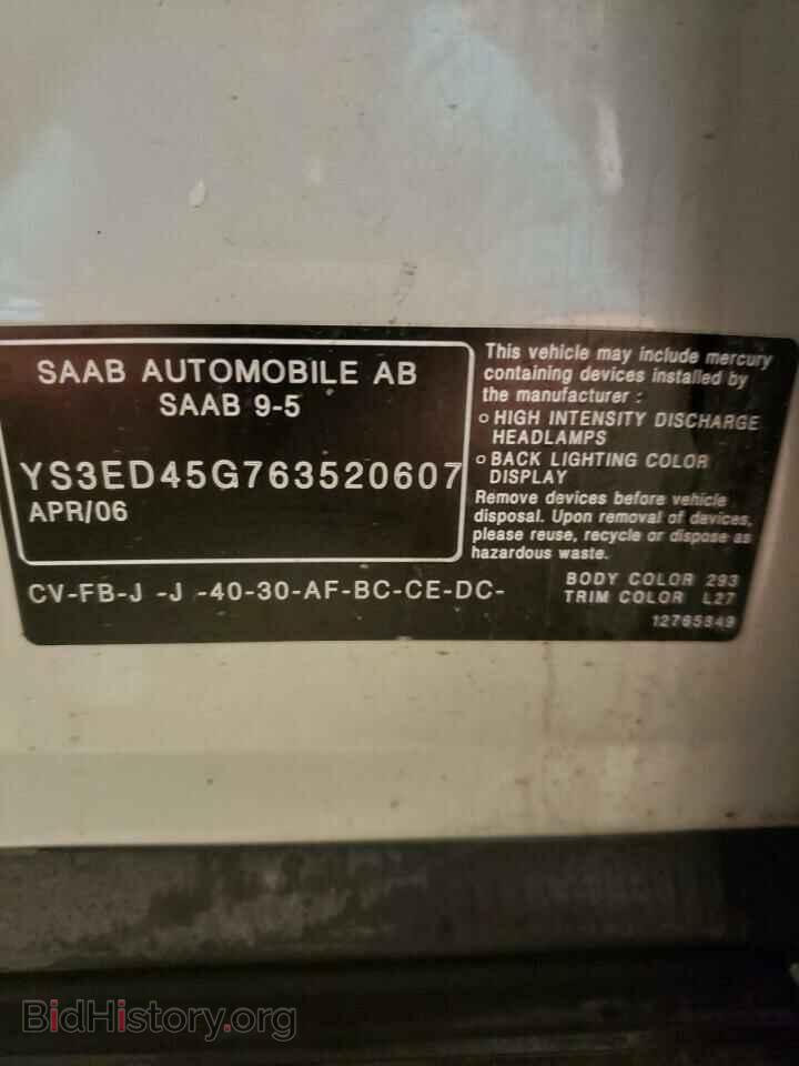 2006 SAAB 9 5 - VIN: YS3ED45G763520607 - Фото 10