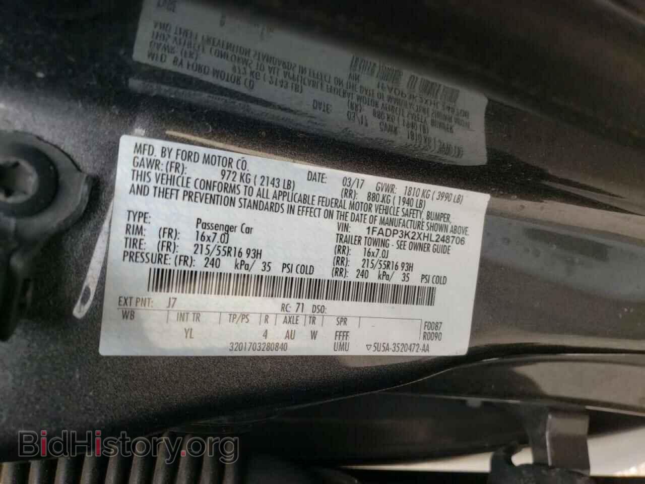 2017 FORD FOCUS - VIN: 1FADP3K2XHL248706 - Фото 10
