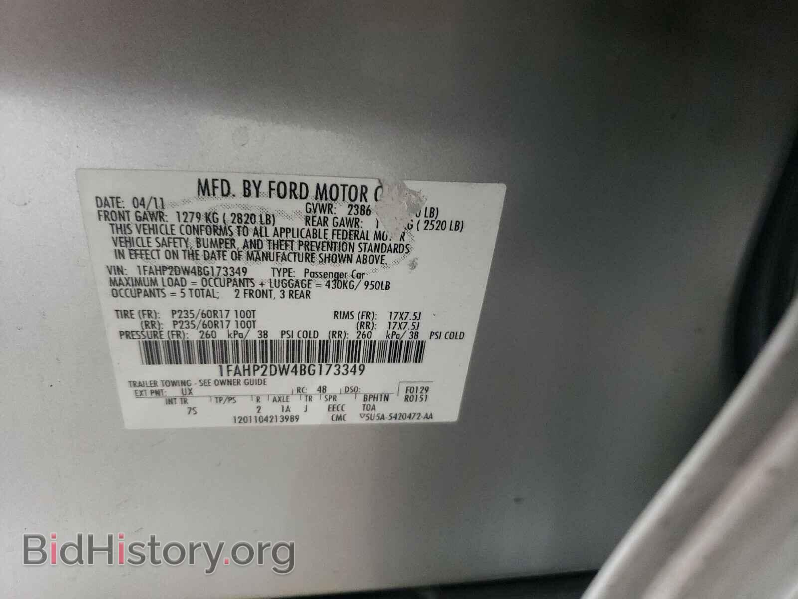 2011 FORD TAURUS - VIN: 1FAHP2DW4BG173349 - Photo 10