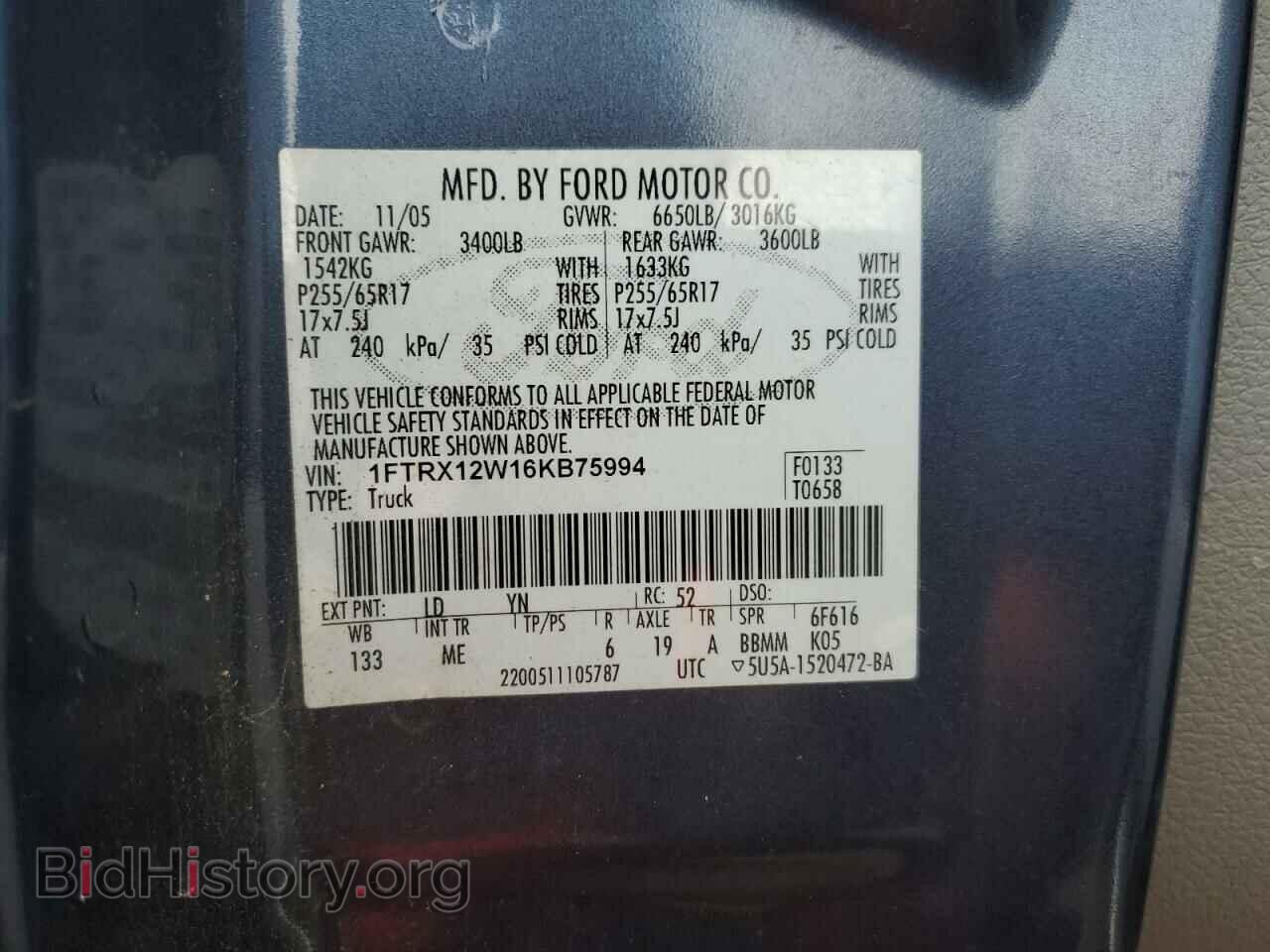 2006 FORD All Models - VIN: 1FTRX12W16KB75994 - Photo 12