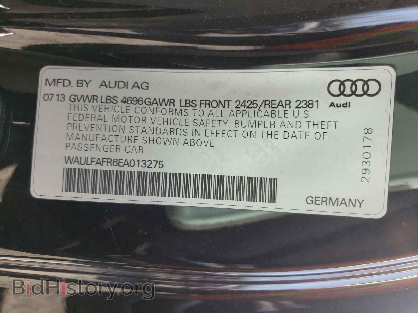 2014 AUDI A5 - VIN: WAULFAFR6EA013275 - Фото 10