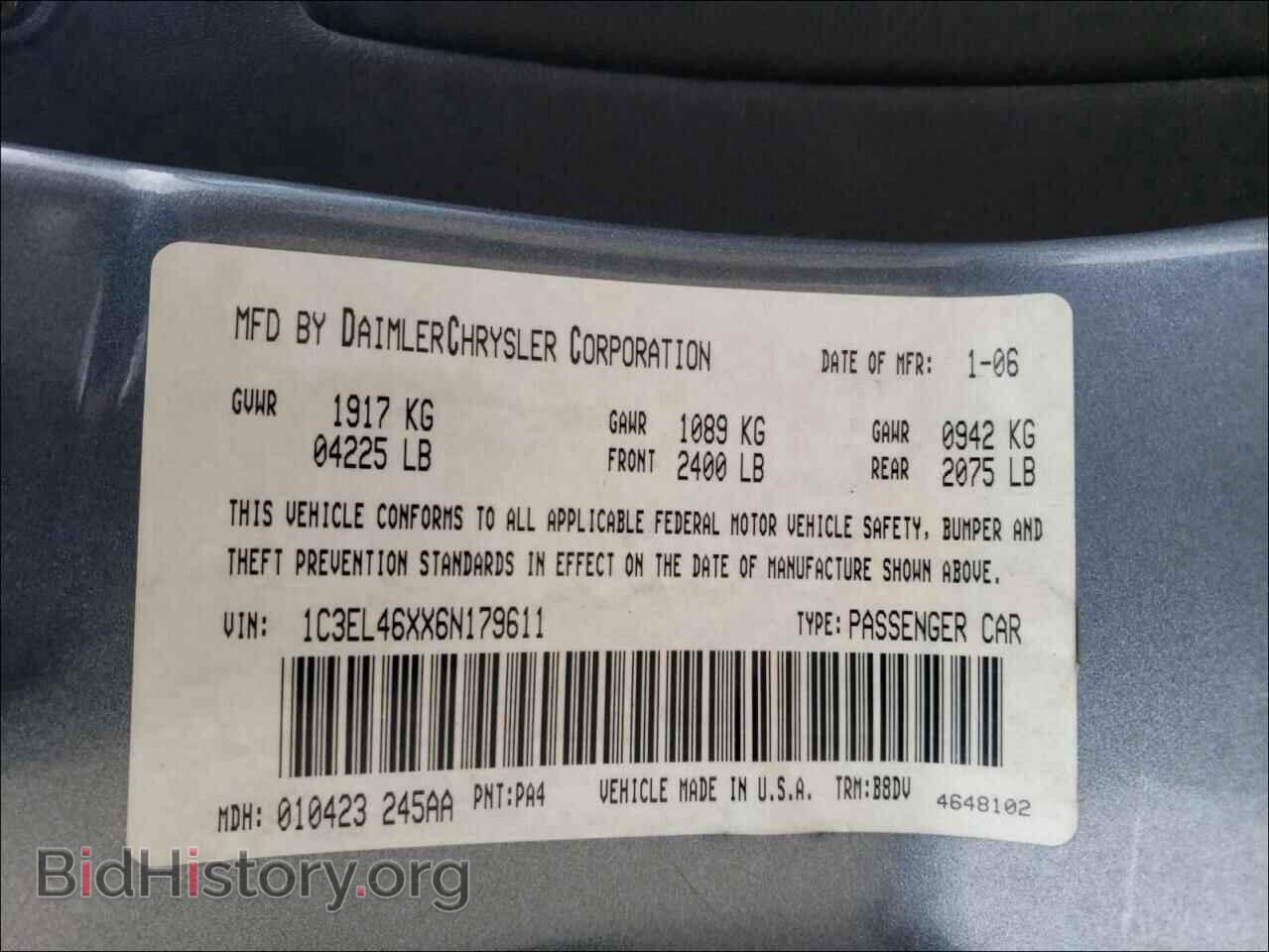 2006 CHRYSLER SEBRING - VIN: 1C3EL46XX6N179611 - Фото 10