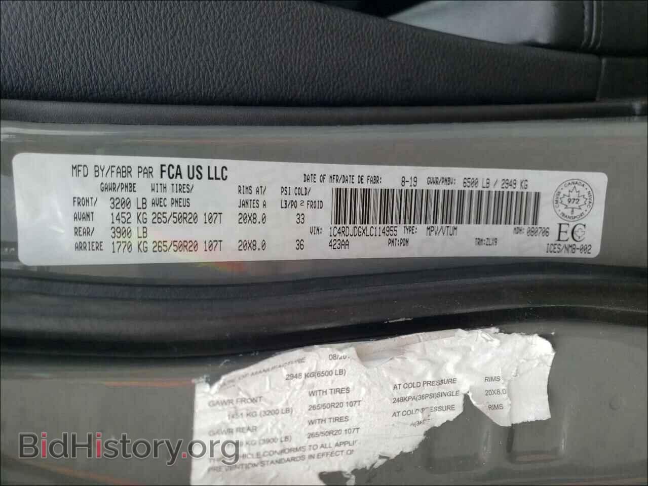2020 DODGE DURANGO - VIN: 1C4RDJDGXLC114955 - Фото 10