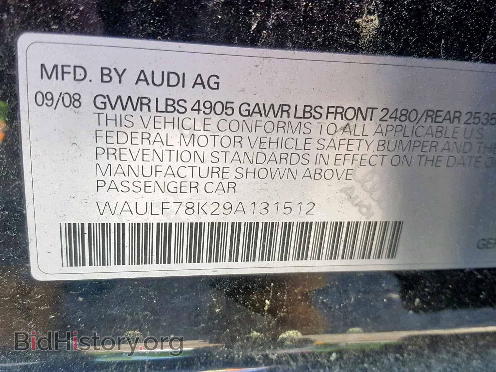 2009 AUDI A4 - VIN: WAULF78K29A131512 - Фото 10