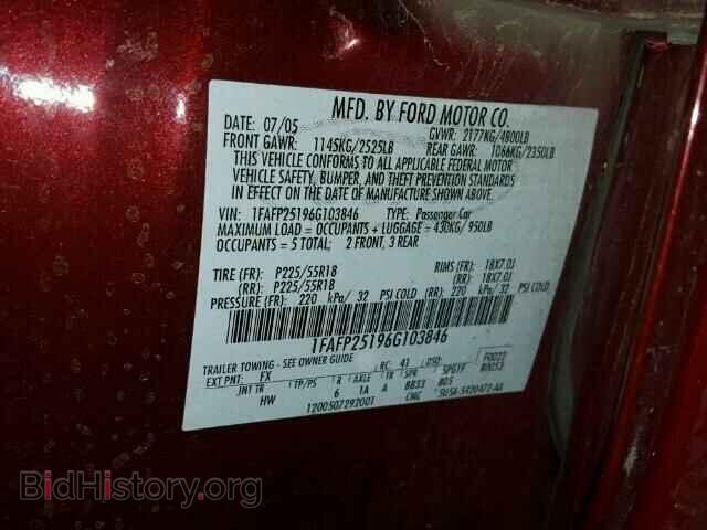 2006 FORD FIVE HUNDR - VIN: 1FAFP25196G103846 - Фото 10