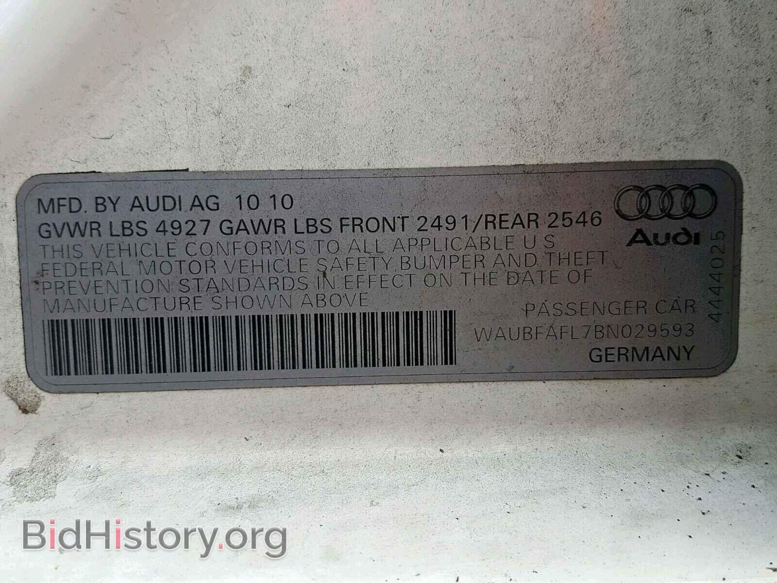 2011 AUDI A4 - VIN: WAUBFAFL7BN029593 - Фото 10