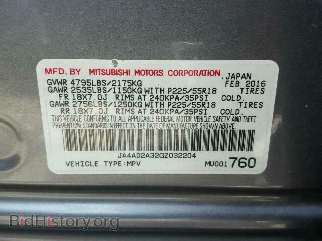 2016 MITSUBISHI OUTLANDER - VIN: JA4AD2A32GZ032204 - Фото 10