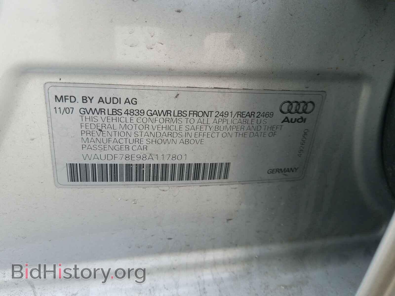 2008 AUDI A4 - VIN: WAUDF78E98A117801 - Фото 10