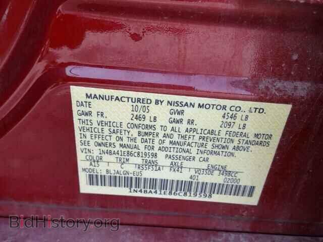 2006 NISSAN MAXIMA - VIN: 1N4BA41E86C819598 - Фото 10