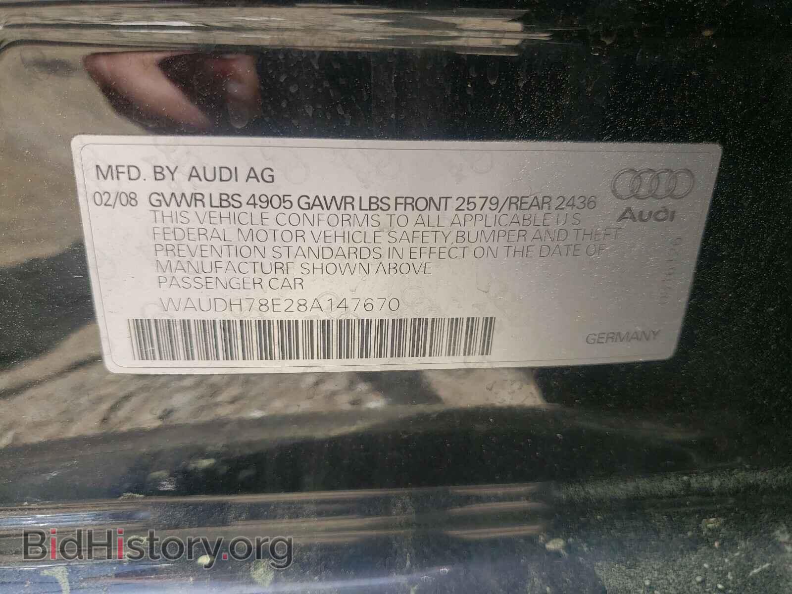 2008 AUDI A4 - VIN: WAUDH78E28A147670 - Фото 10