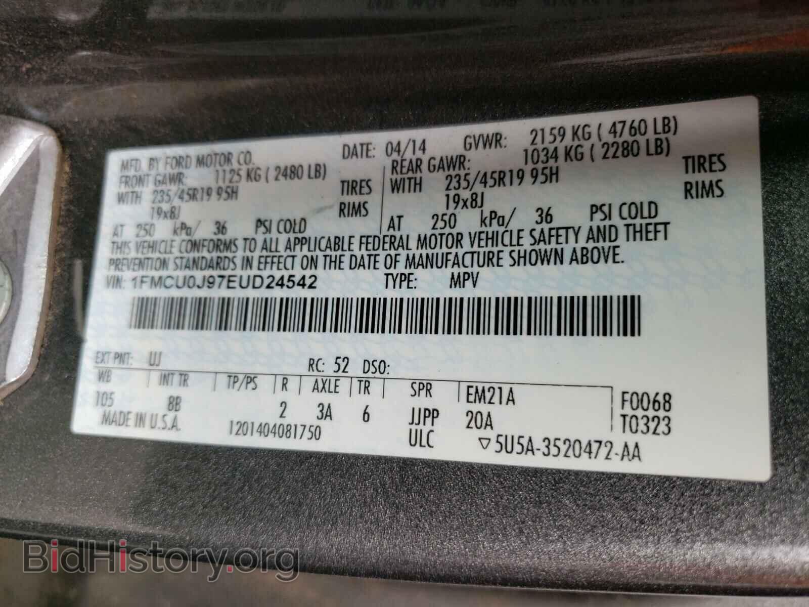 2014 FORD ESCAPE - VIN: 1FMCU0J97EUD24542 - Photo 10