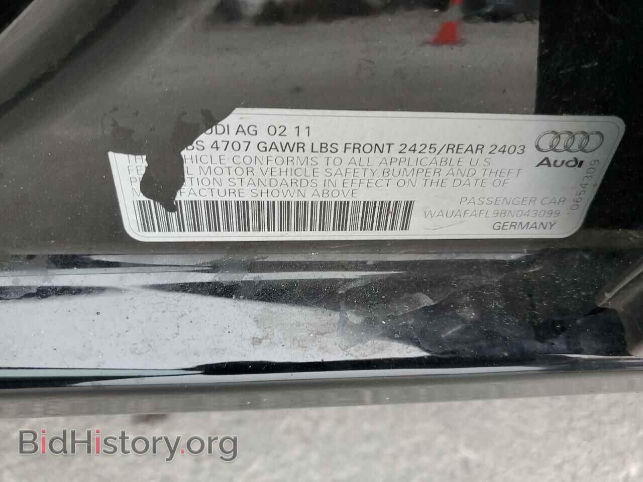 2011 AUDI A4 - VIN: WAUAFAFL9BN043099 - Фото 10
