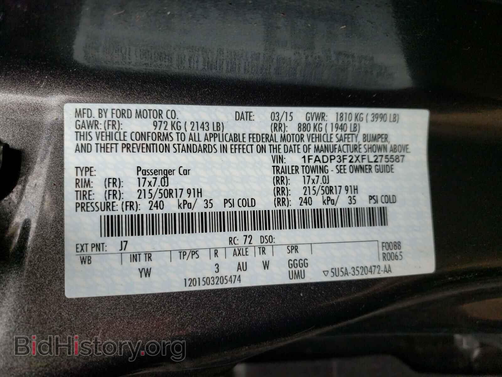 2015 FORD FOCUS - VIN: 1FADP3F2XFL275587 - Фото 10
