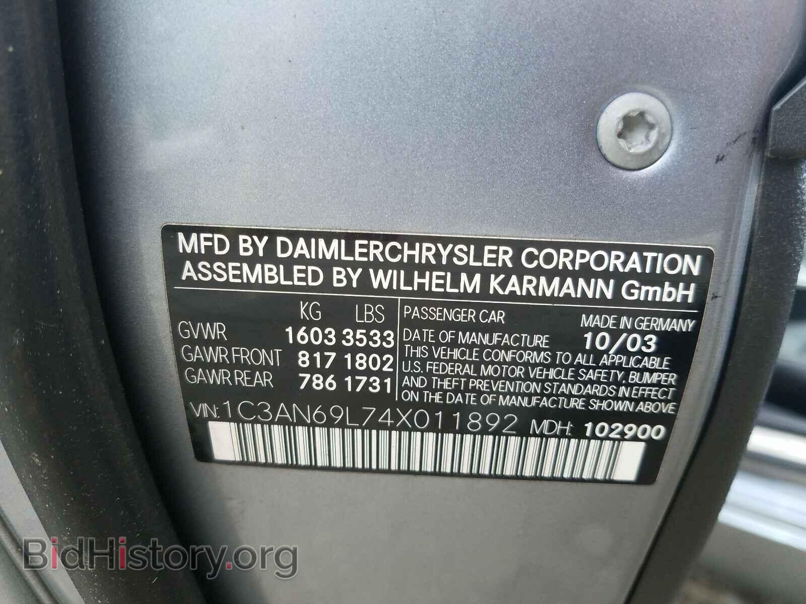 2004 CHRYSLER CROSSFIRE - VIN: 1C3AN69L74X011892 - Photo 10