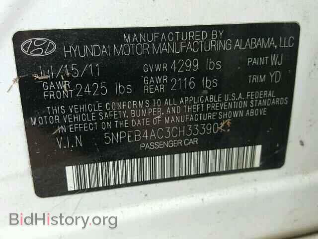 2012 HYUNDAI SONATA - VIN: 5NPEB4AC3CH333901 - Фото 10