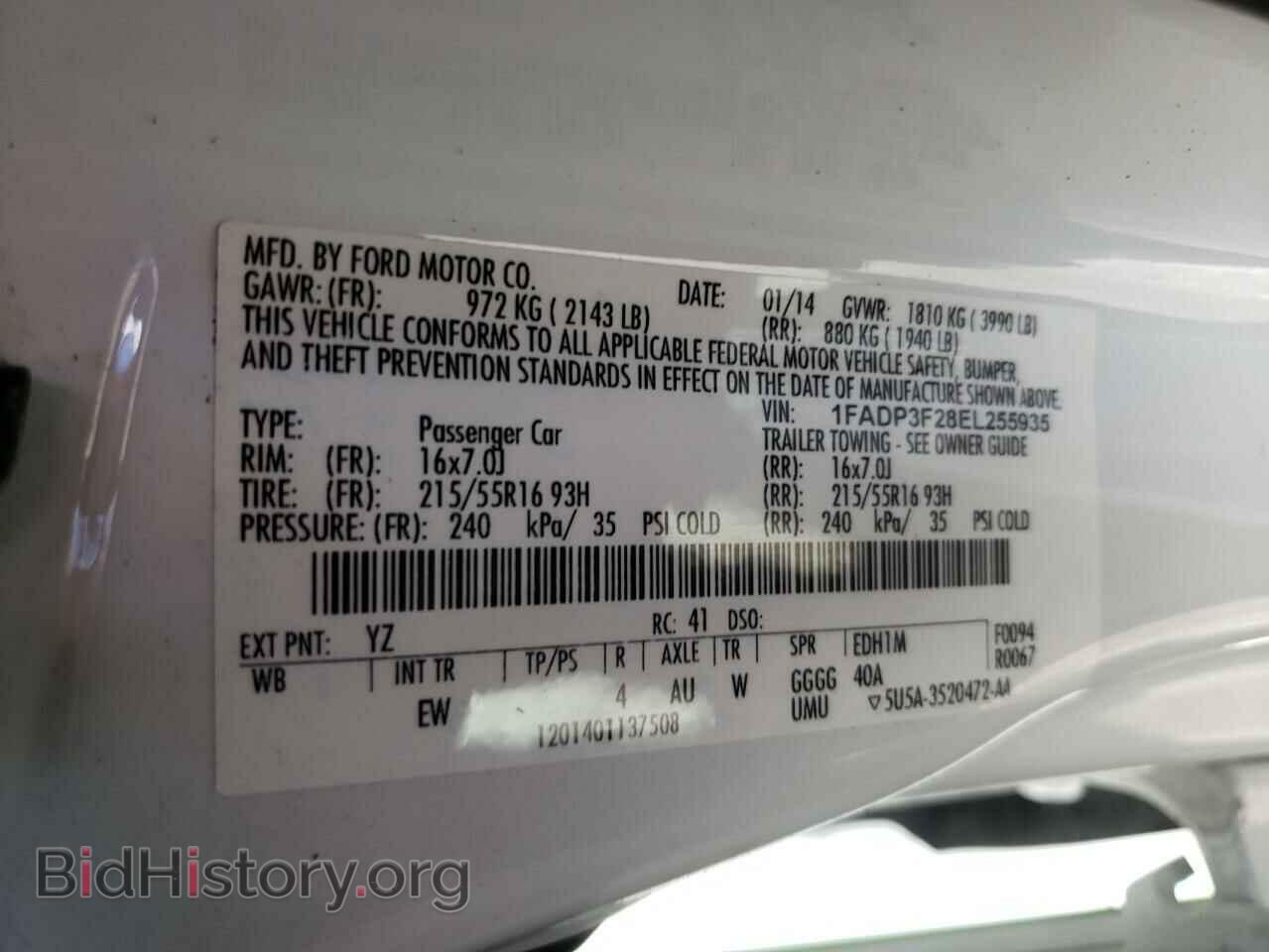 2014 FORD FOCUS - VIN: 1FADP3F28EL255935 - Фото 10