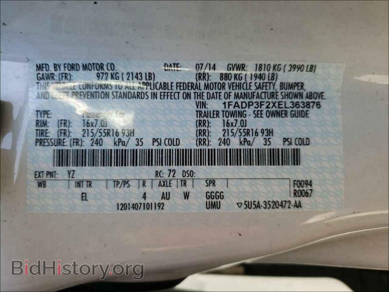 2014 FORD FOCUS - VIN: 1FADP3F2XEL363876 - Фото 10