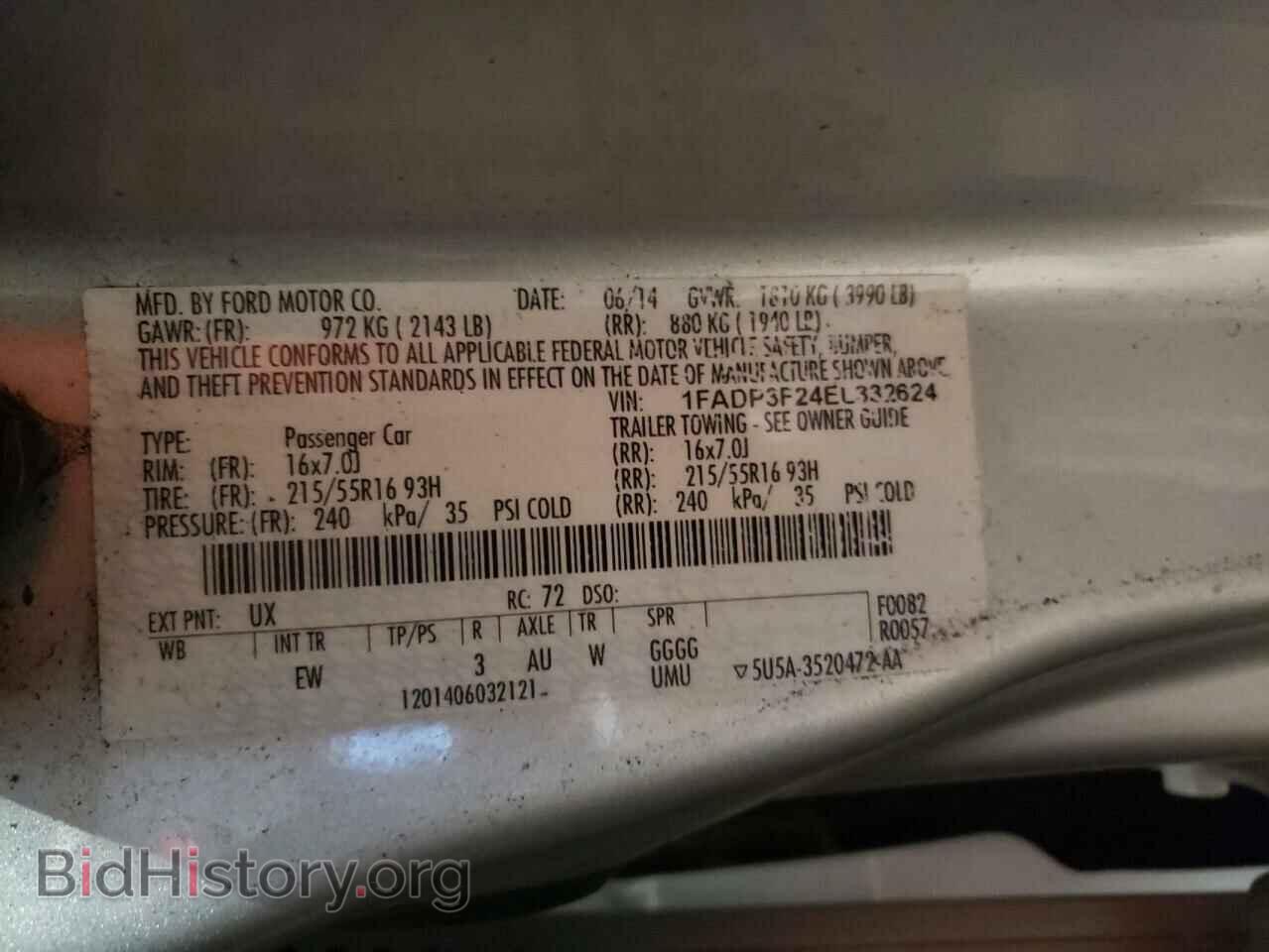 2014 FORD FOCUS - VIN: 1FADP3F24EL332624 - Фото 10