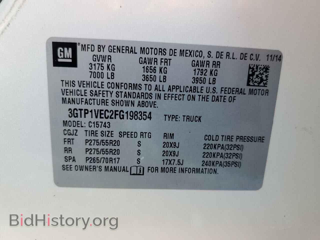 2015 GMC SIERRA - VIN: 3GTP1VEC2FG198354 - Photo 12