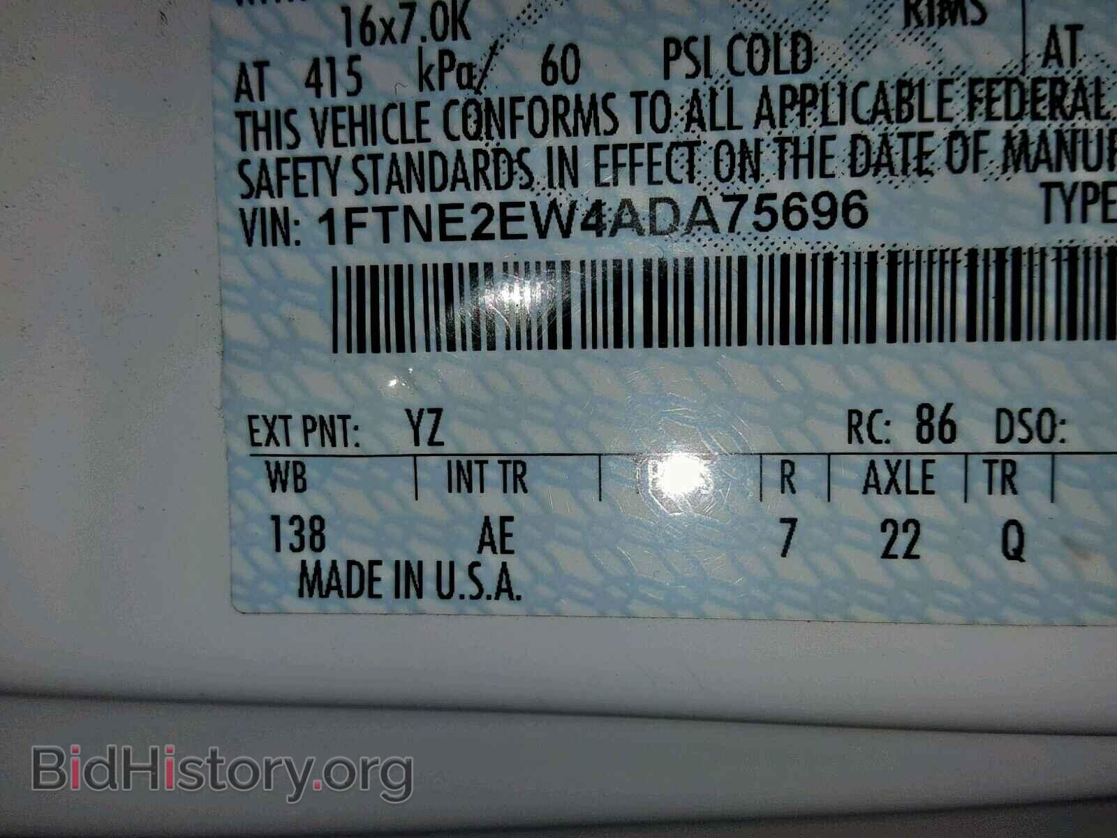 2010 FORD ECONOLINE - VIN: 1FTNE2EW4ADA75696 - Фото 10