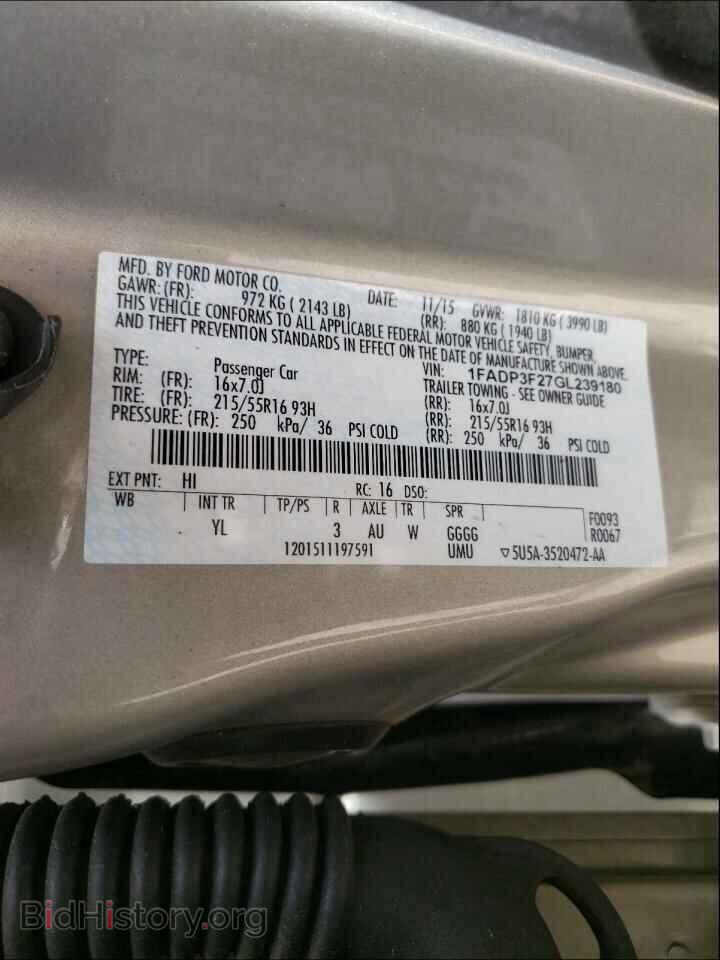 2016 FORD FOCUS - VIN: 1FADP3F27GL239180 - Photo 10