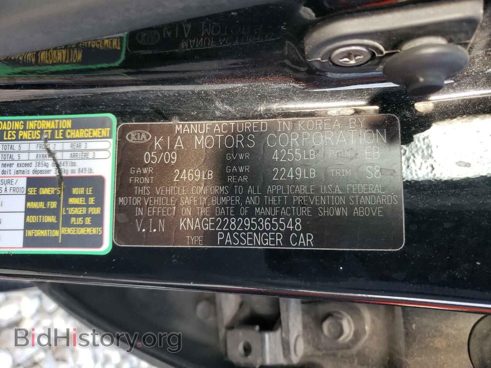 2009 KIA OPTIMA - VIN: KNAGE228295365548 - Фото 10