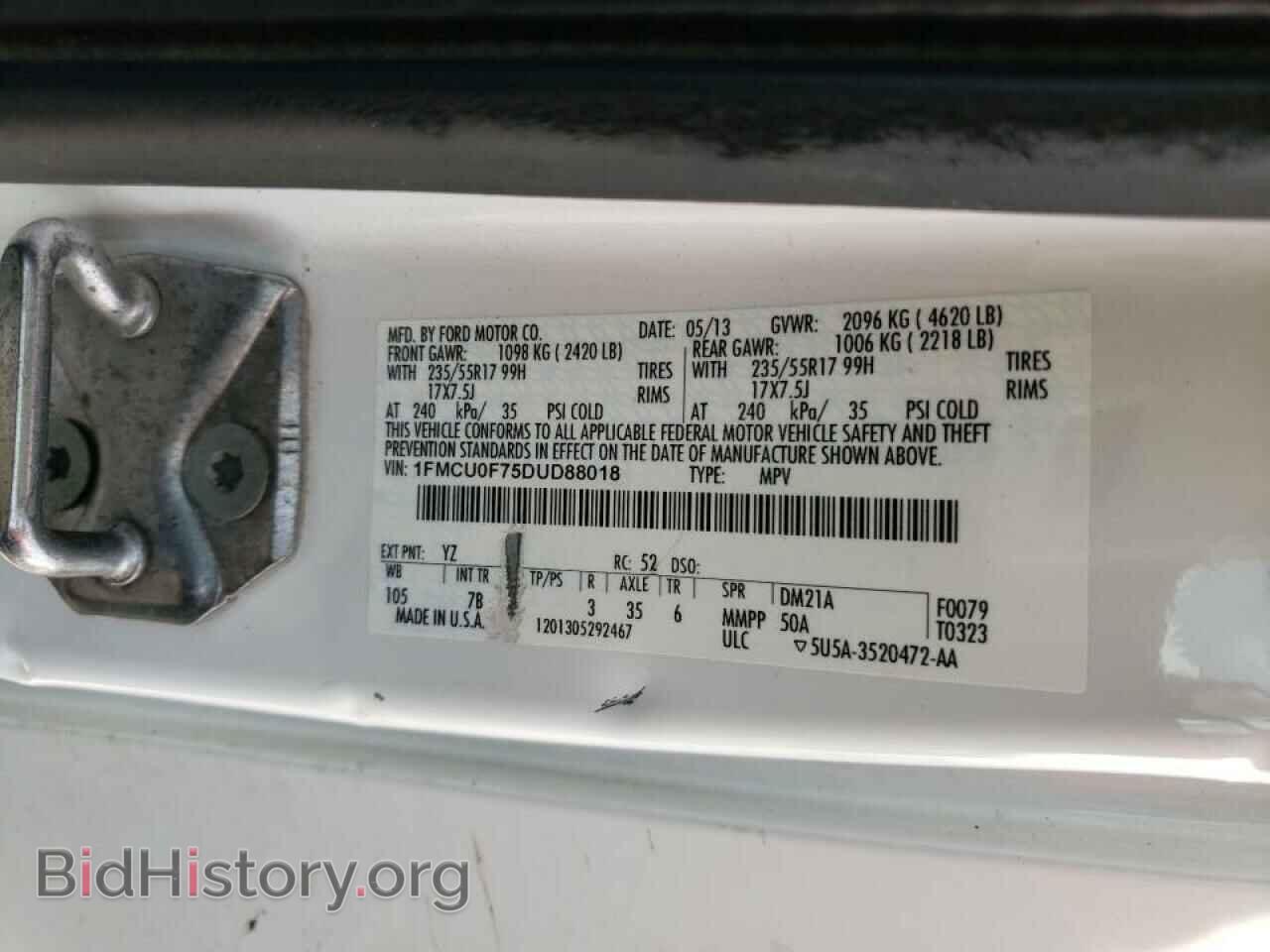 2013 FORD ESCAPE - VIN: 1FMCU0F75DUD88018 - Фото 10