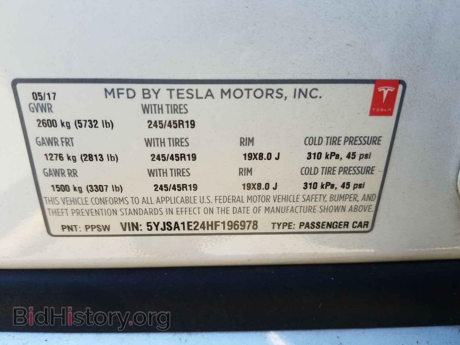 2017 TESLA MODEL S - VIN: 5YJSA1E24HF196978 - Photo 10