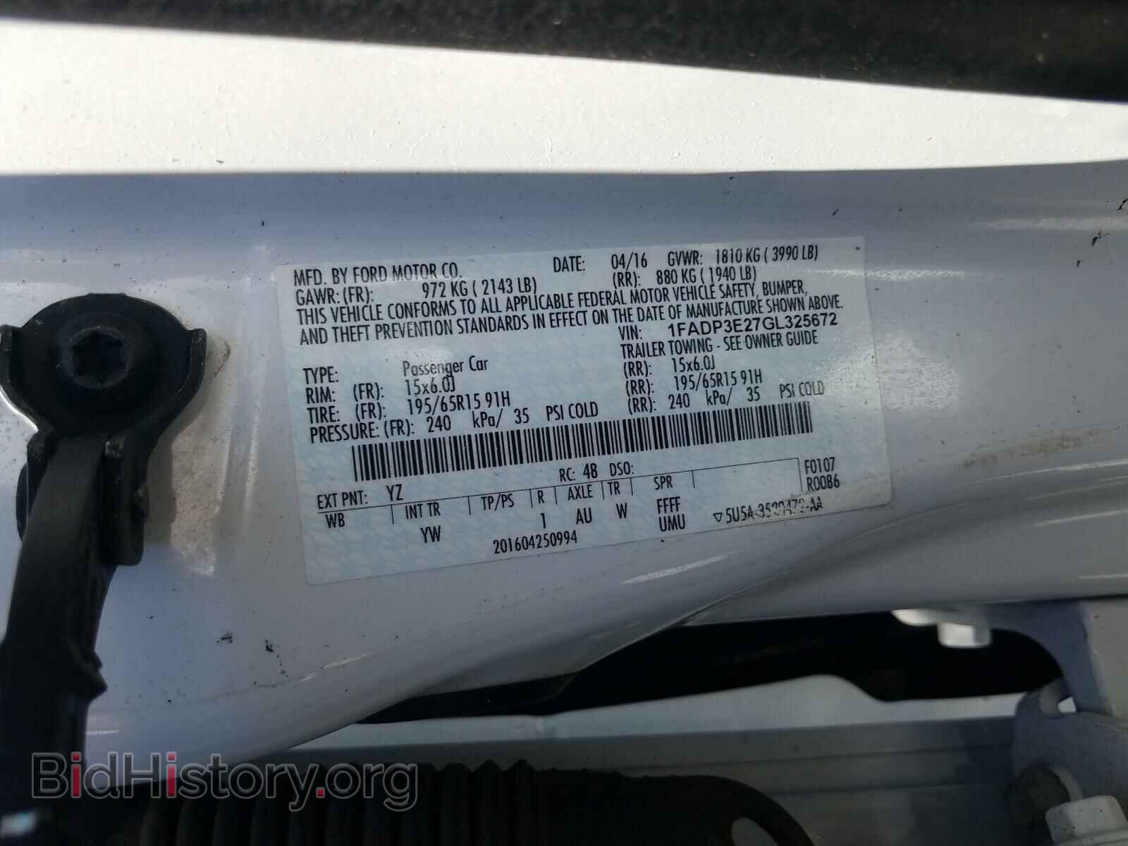 2016 FORD FOCUS - VIN: 1FADP3E27GL325672 - Фото 10