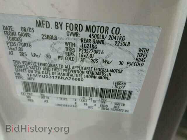2006 FORD ESCAPE - VIN: 1FMYU03176KA76660 - Фото 10