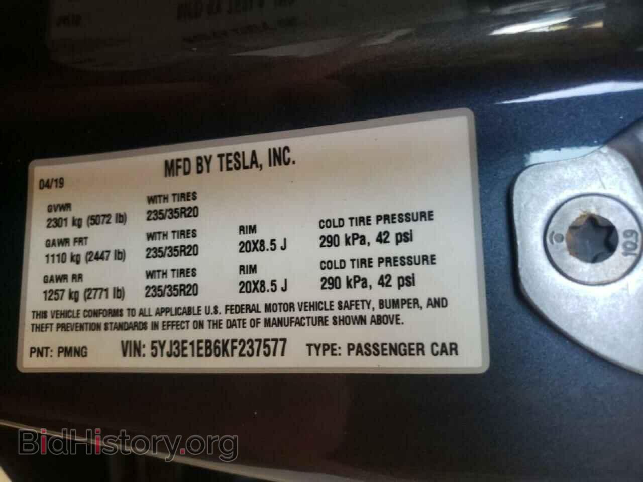 2019 TESLA MODEL 3 - VIN: 5YJ3E1EB6KF237577 - Photo 10