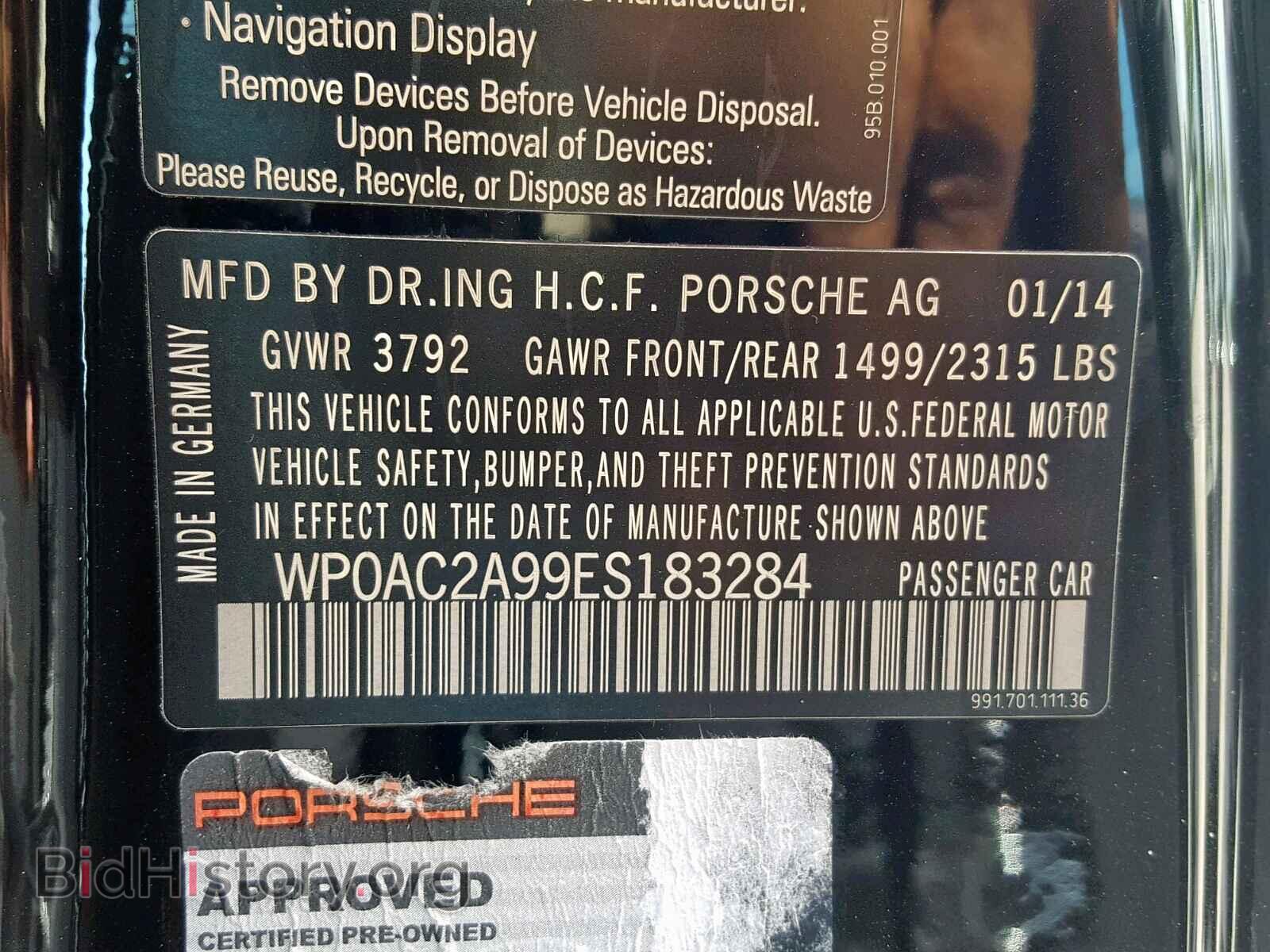 2014 PORSCHE 911 - VIN: WP0AC2A99ES183284 - Фото 10