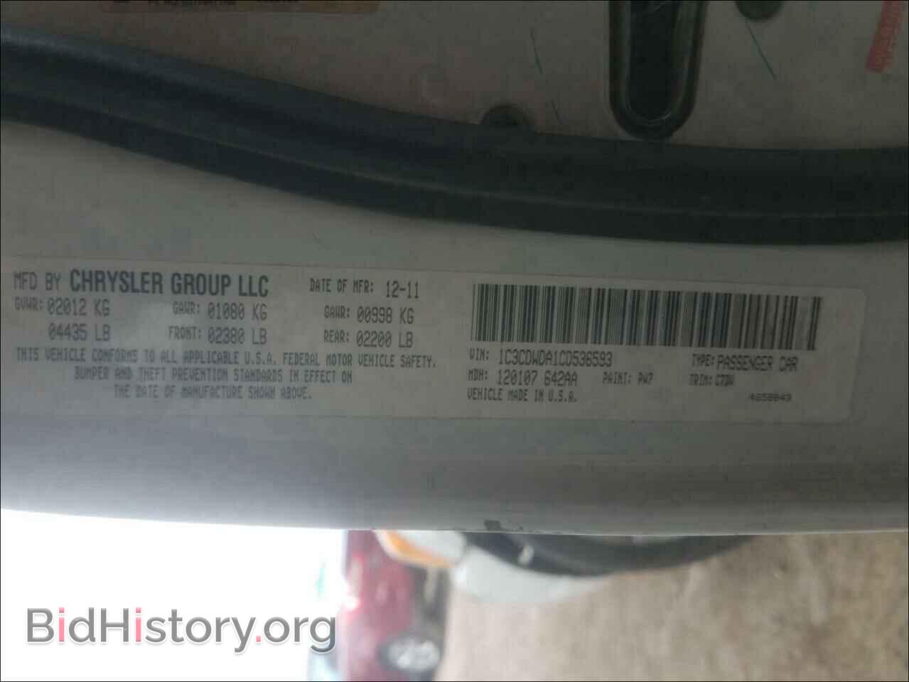 2012 DODGE CALIBER - VIN: 1C3CDWDA1CD536593 - Photo 10