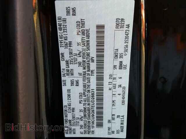 2014 FORD ESCAPE - VIN: 1FMCU9G97EUD28831 - Фото 10