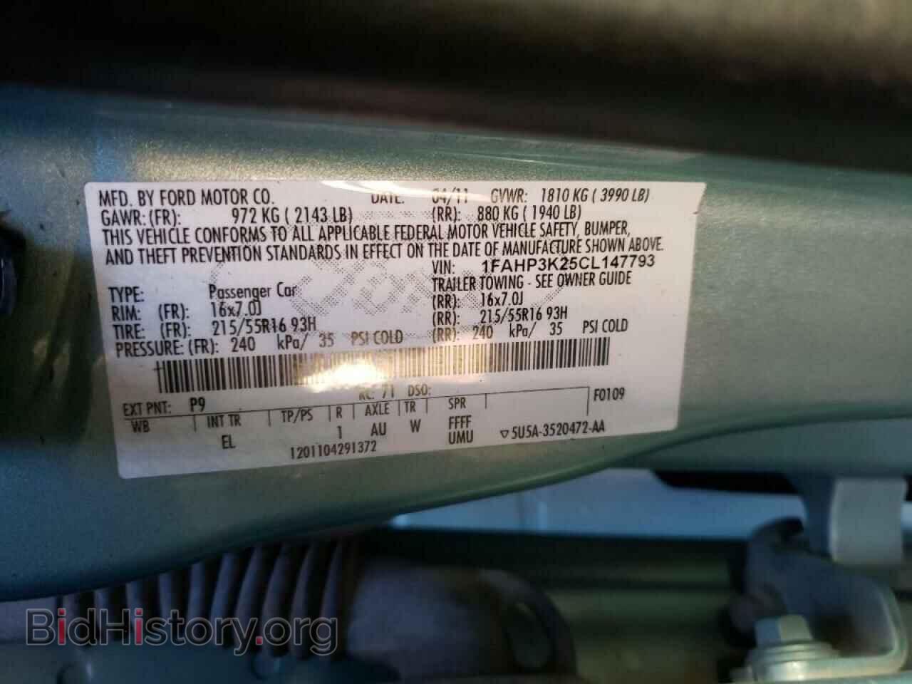 2012 FORD FOCUS - VIN: 1FAHP3K25CL147793 - Фото 12