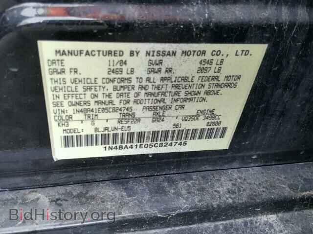 2005 NISSAN MAXIMA - VIN: 1N4BA41E05C824745 - Фото 10