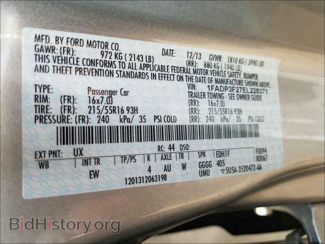 2014 FORD FOCUS - VIN: 1FADP3F27EL228371 - Фото 10
