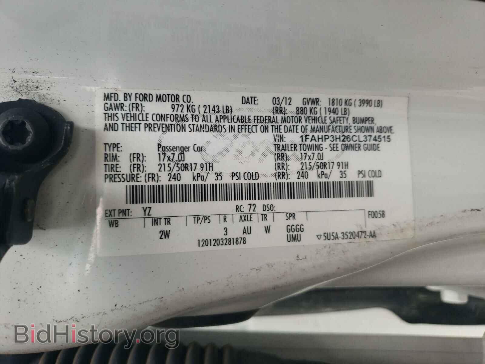 2012 FORD FOCUS - VIN: 1FAHP3H26CL374515 - Фото 10