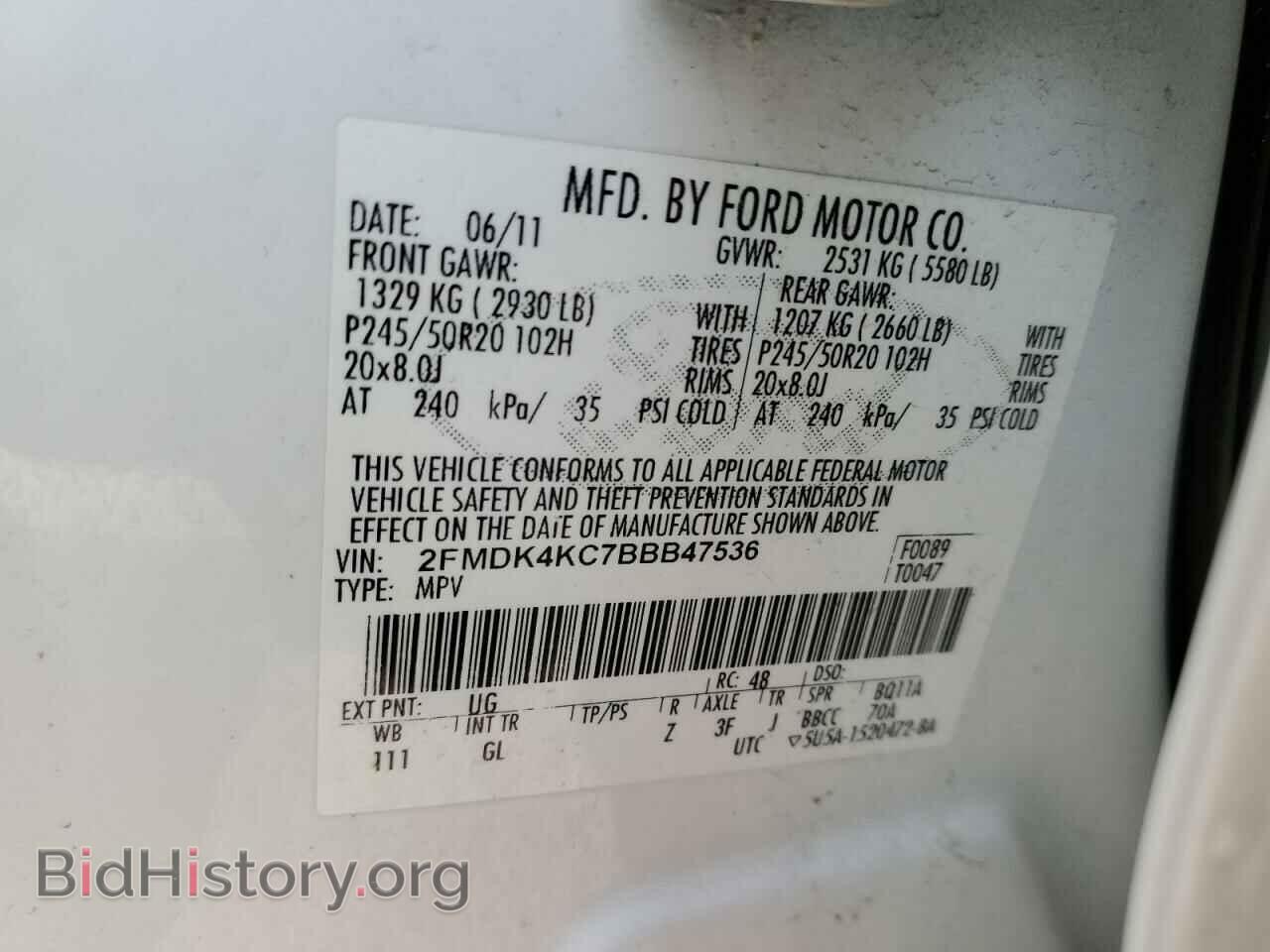 2011 FORD EDGE - VIN: 2FMDK4KC7BBB47536 - Photo 13