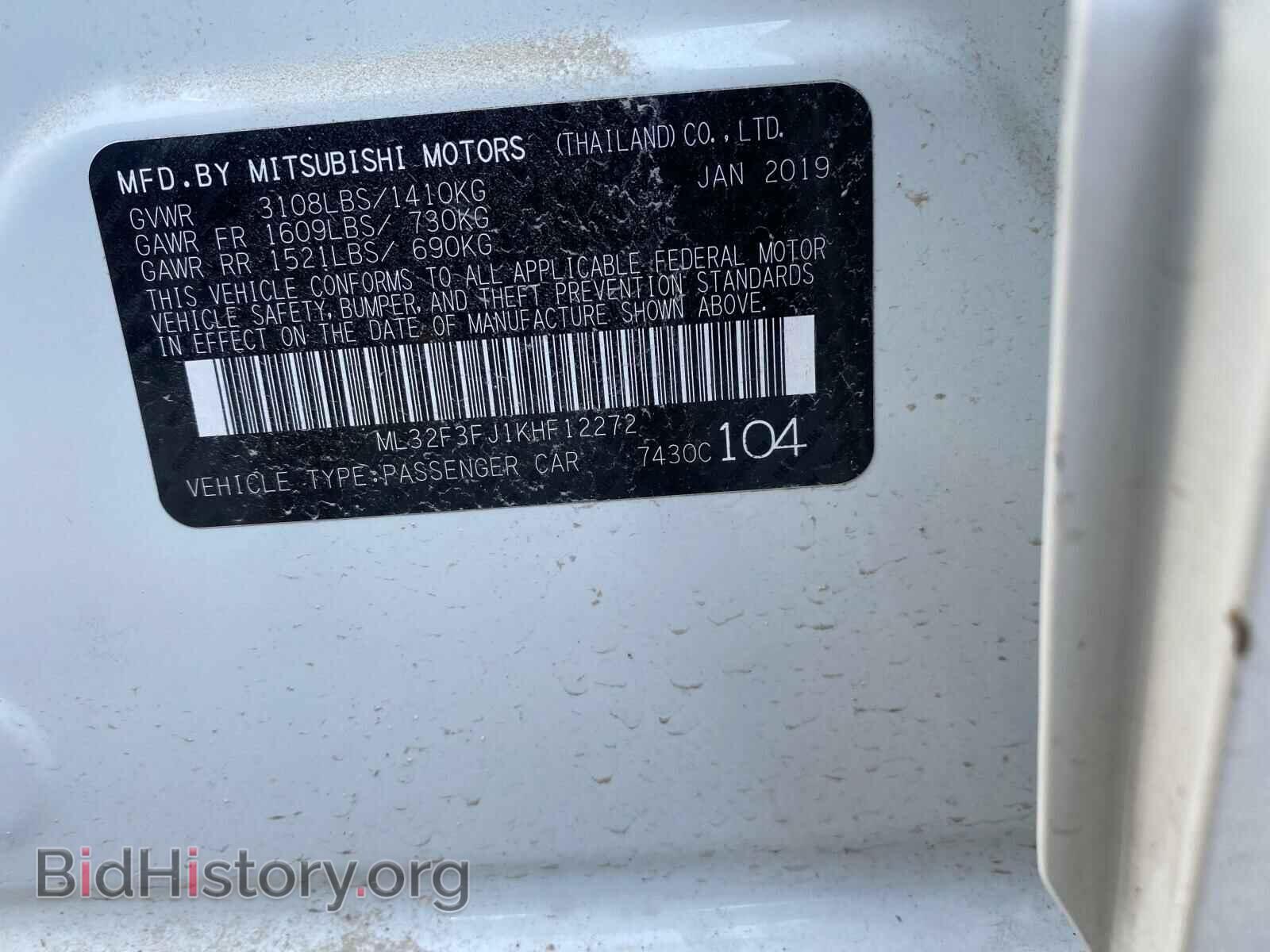 2019 MITSUBISHI MIRAGE - VIN: ML32F3FJ1KHF12272 - Фото 2
