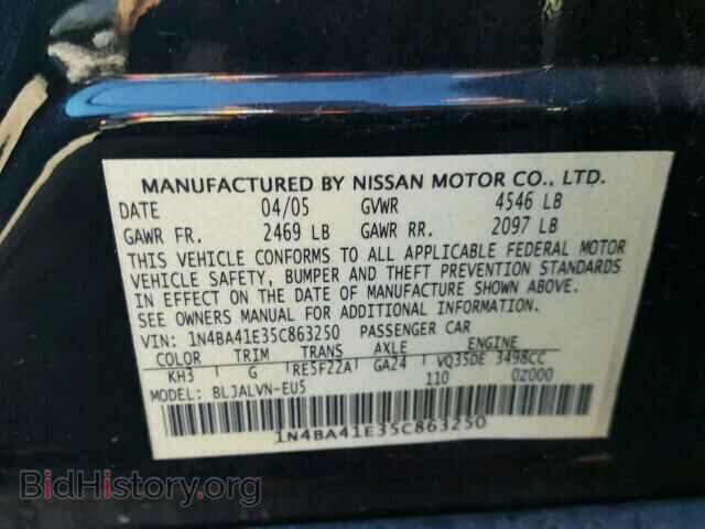 2005 NISSAN MAXIMA - VIN: 1N4BA41E35C863250 - Фото 10