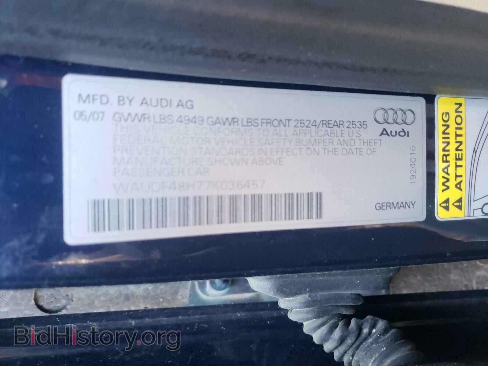 2007 AUDI A4 - VIN: WAUDF48H77K036457 - Фото 10