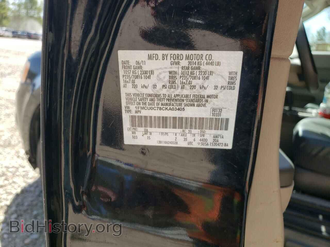 2012 FORD ESCAPE - VIN: 1FMCU0C78CKA03405 - Фото 10