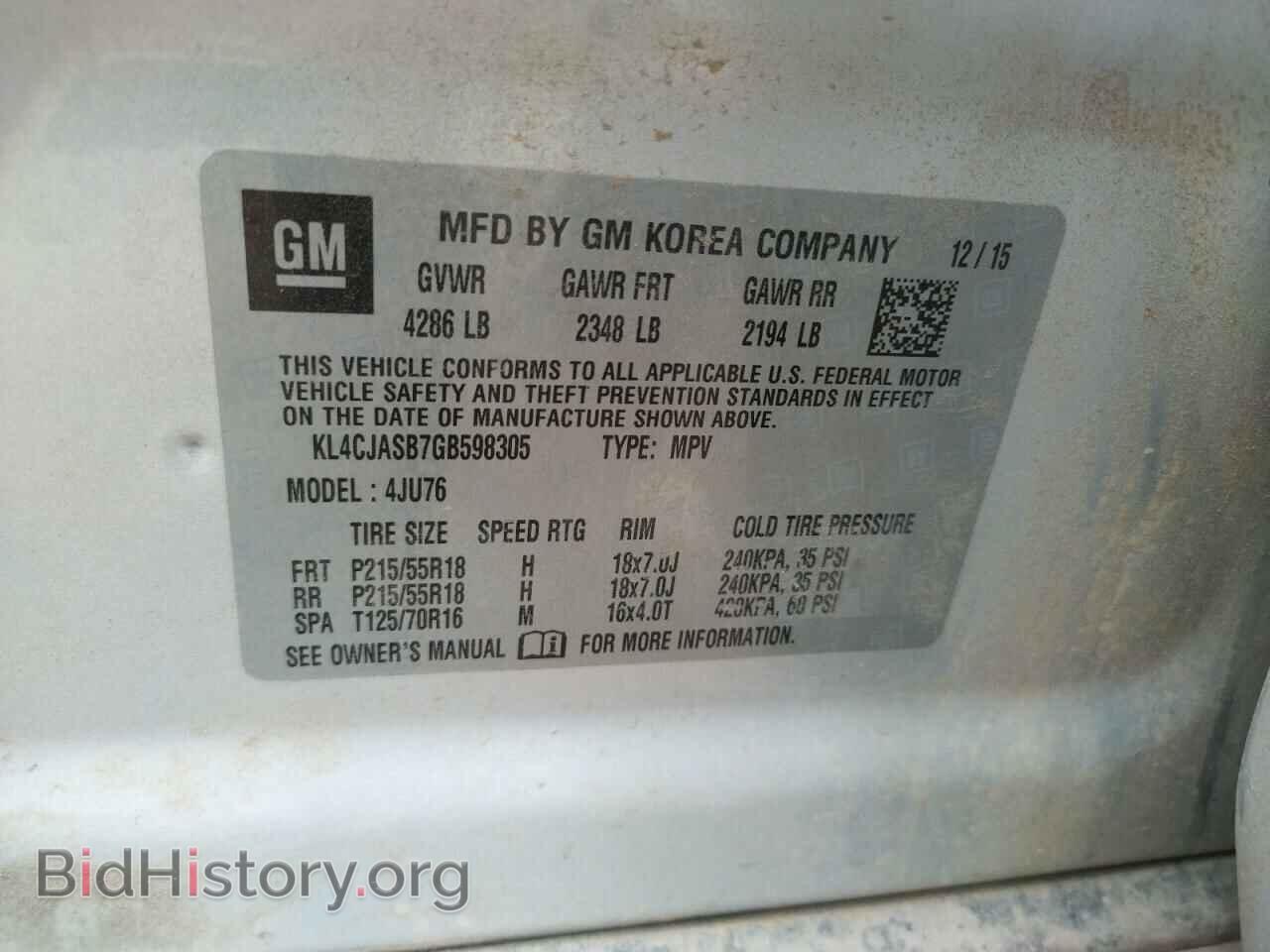 2016 BUICK ENCORE - VIN: KL4CJASB7GB598305 - Фото 10