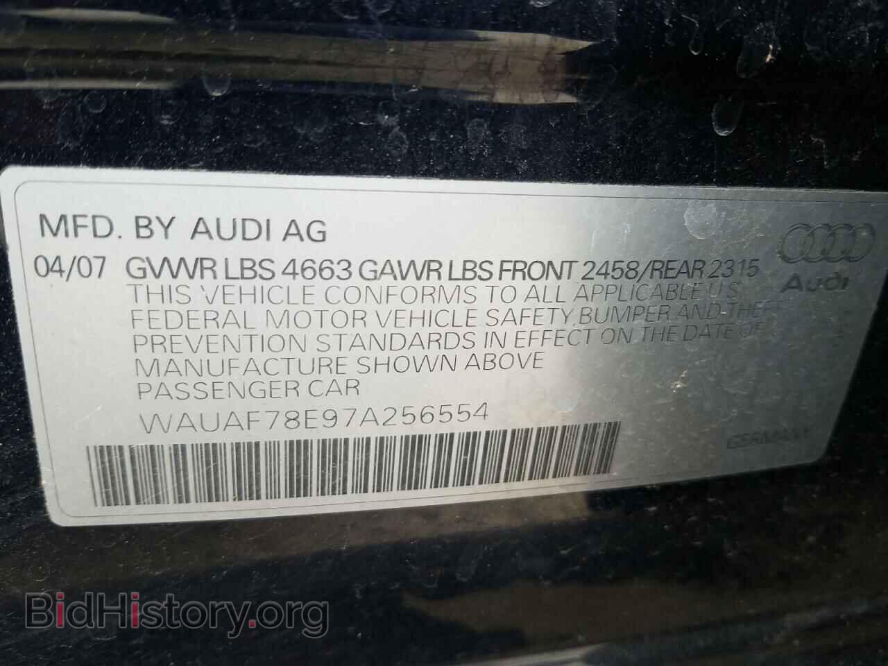 2007 AUDI A4 - VIN: WAUAF78E97A256554 - Photo 10