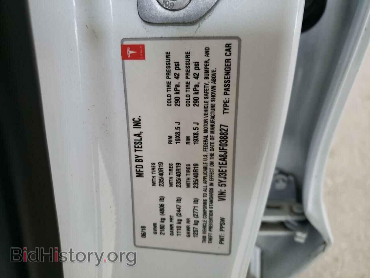 2018 TESLA MODEL 3 - VIN: 5YJ3E1EA8JF038827 - Фото 10