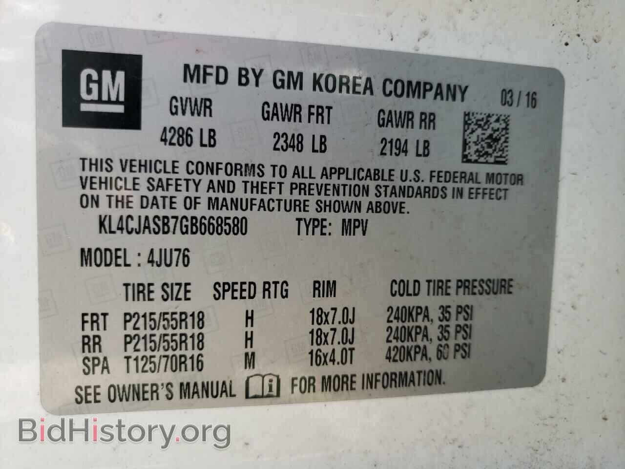 2016 BUICK ENCORE - VIN: KL4CJASB7GB668580 - Фото 10