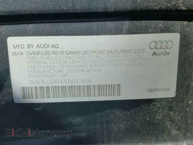 2005 AUDI A4 - VIN: WAULC68E65A017696 - Фото 10